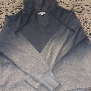 womans blue and gray ombre hoodie